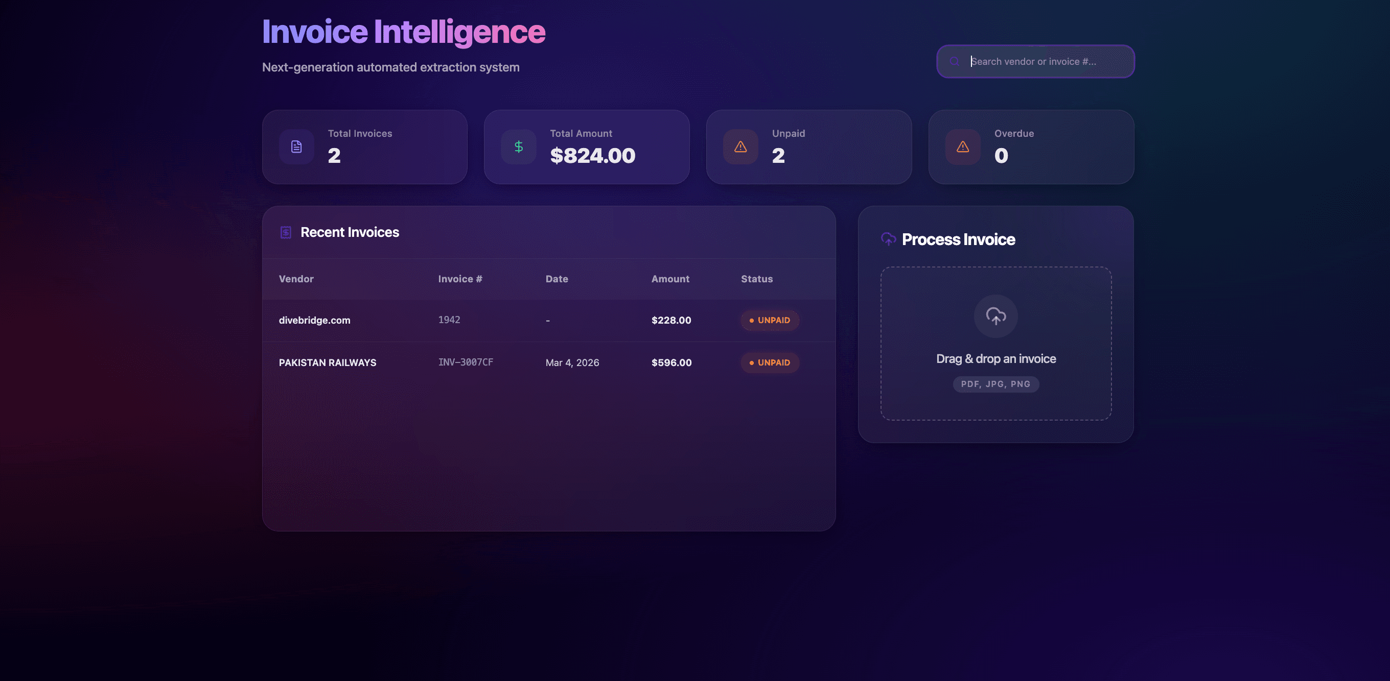 AI Invoice Extractor Dashboard